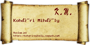 Kohári Mihály névjegykártya